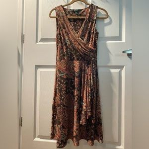 Lauren Ralph Lauren Dress Size S Paisley Print Brown Sleeveless